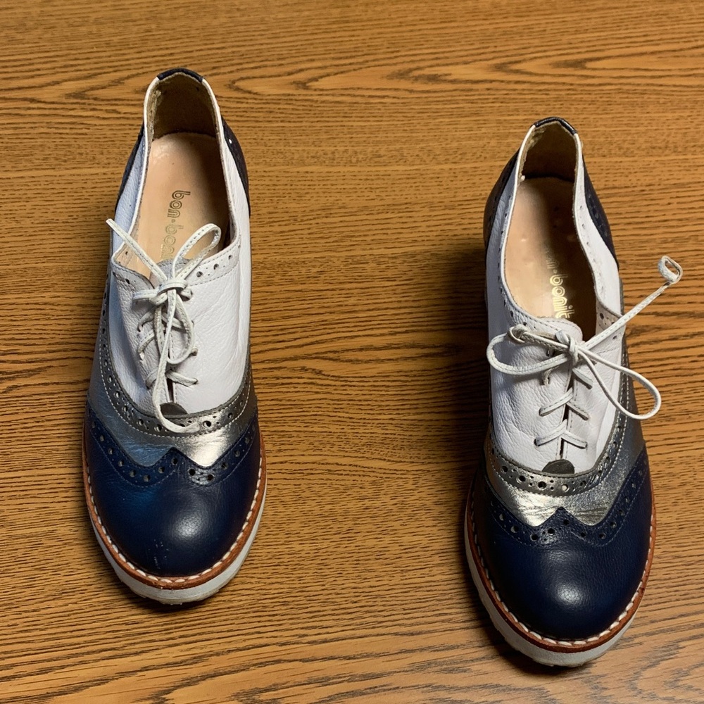 Women's Navy, White, and Silver Brogues
